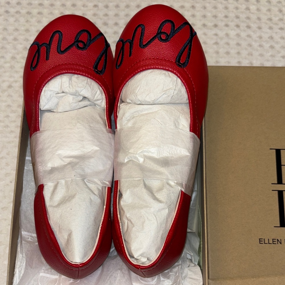NEW! ED Ellen DeGeneres Langlee Size 13M Red 'Love' Ballet Flats - Picture 9 of 10